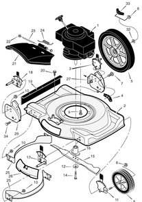 Mower Housing Assembly Diagram and Parts List for 225112X24B 2005 Briggs and Stratton Lawn Mower